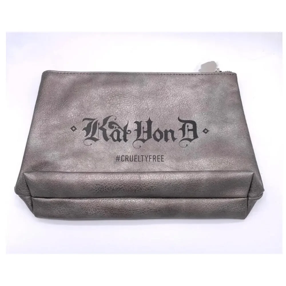 KVD Kat Von D New Vegan Large Pewter/Gray Makeup Bag Pouch Case Charm 12"x8"x1" - Picture 2 of 4